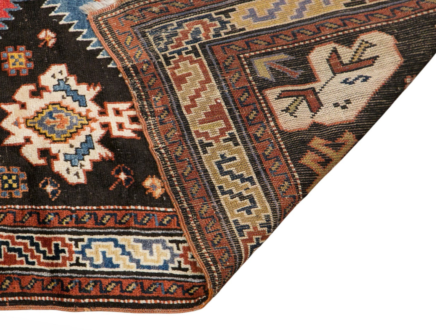 100+ Years Old Handmade Caucasian Rug, 4'0" x 6'5" (123x195 cm)