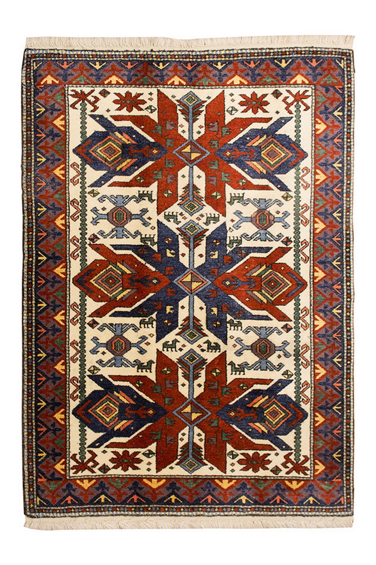 5x6 Caucasian Design Rug, Turkish Carpet, New Production Handmade Rug, 4'6 x 6'2 ft, 136x187 cm