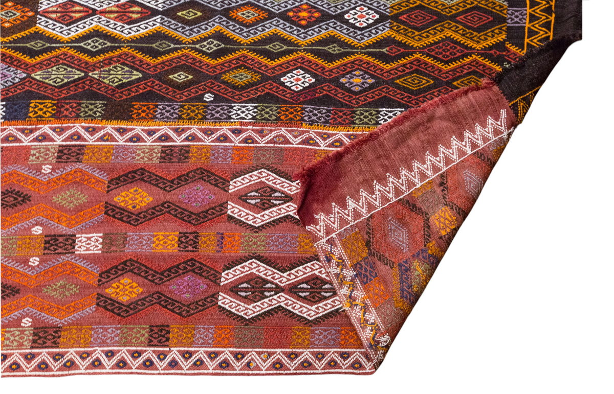 6.9 x 16 ft kilim, Vintage Turkish Cicim Embroidery Kilim, Sivas Area