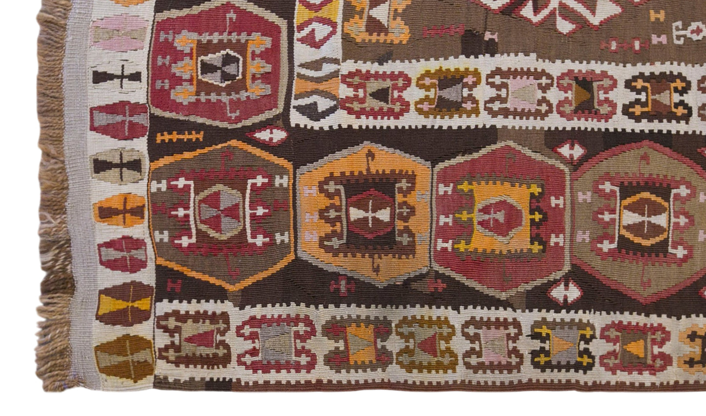 90+ Years Old Turkish Kars Kilim – 170 x 378 cm (5.6 x 12.4 ft)