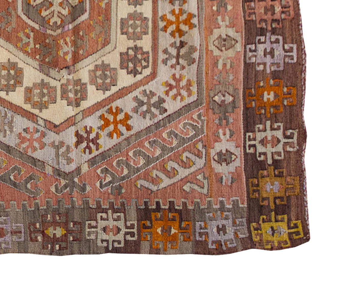Vintage Kilim Rug,Konya Hotamış Kilim 4" x 6'5" feet 118 x 195 cm