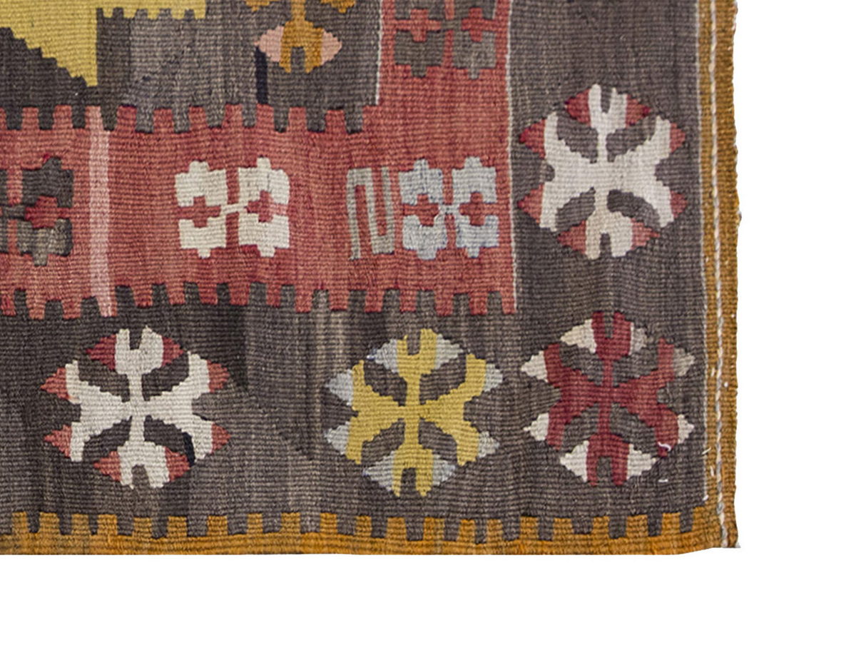 Vintage Kayseri Kilim Rug, Central Turkey Kilim 2'5" x 3'9" feet 73 x 115 cm
