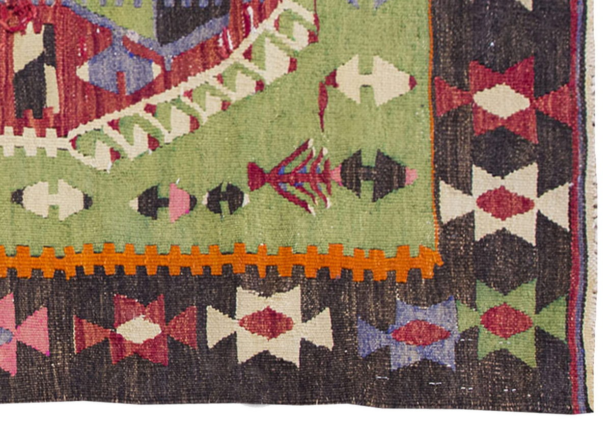 Vintage Kilim Rug,Denizli Kilim 2'9" x 4'7" feet 85 x 140 cm