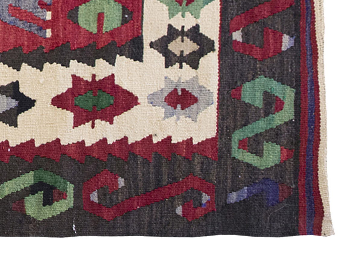 Vintage Kilim Rug,Denizli Kilim 3'2" x 4'4" feet 97 x 133 cm