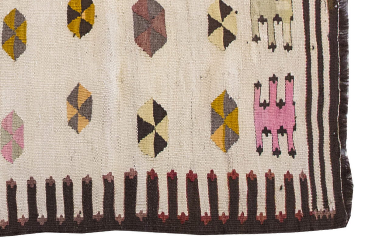 Vintage Kilim Rug,Mut Kilim 3'4" x 5'3" feet 101 x 160 cm