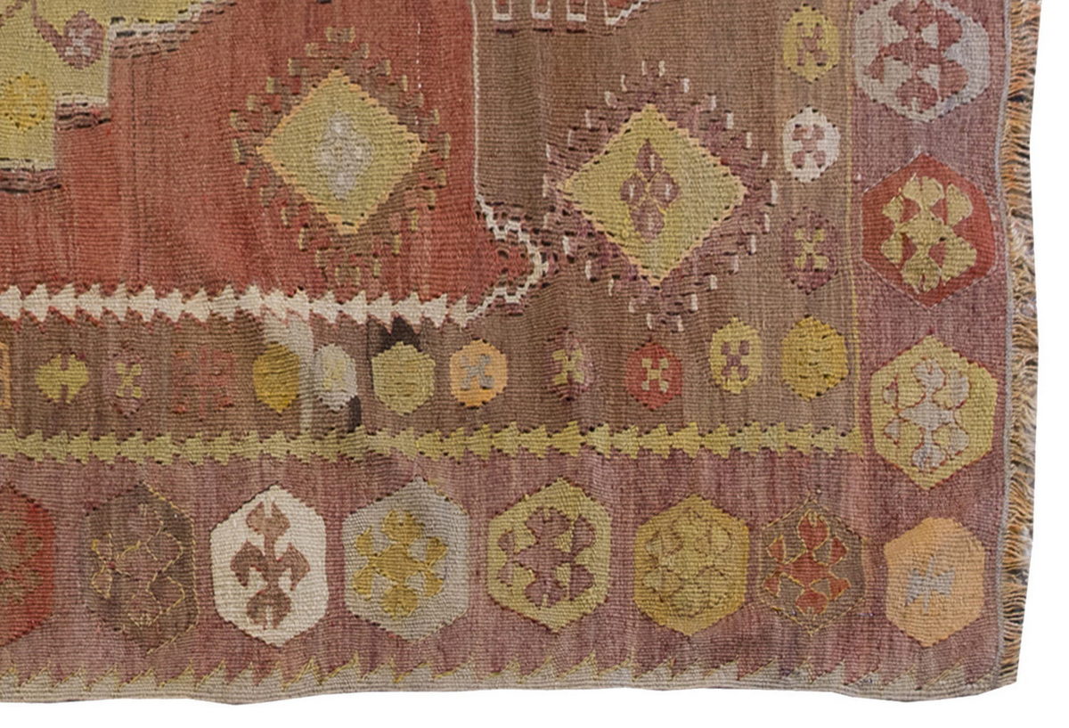 Vintage Kilim Rug,Central Turkey Kilim 3'5" x 5'3" feet 105 x 160 cm