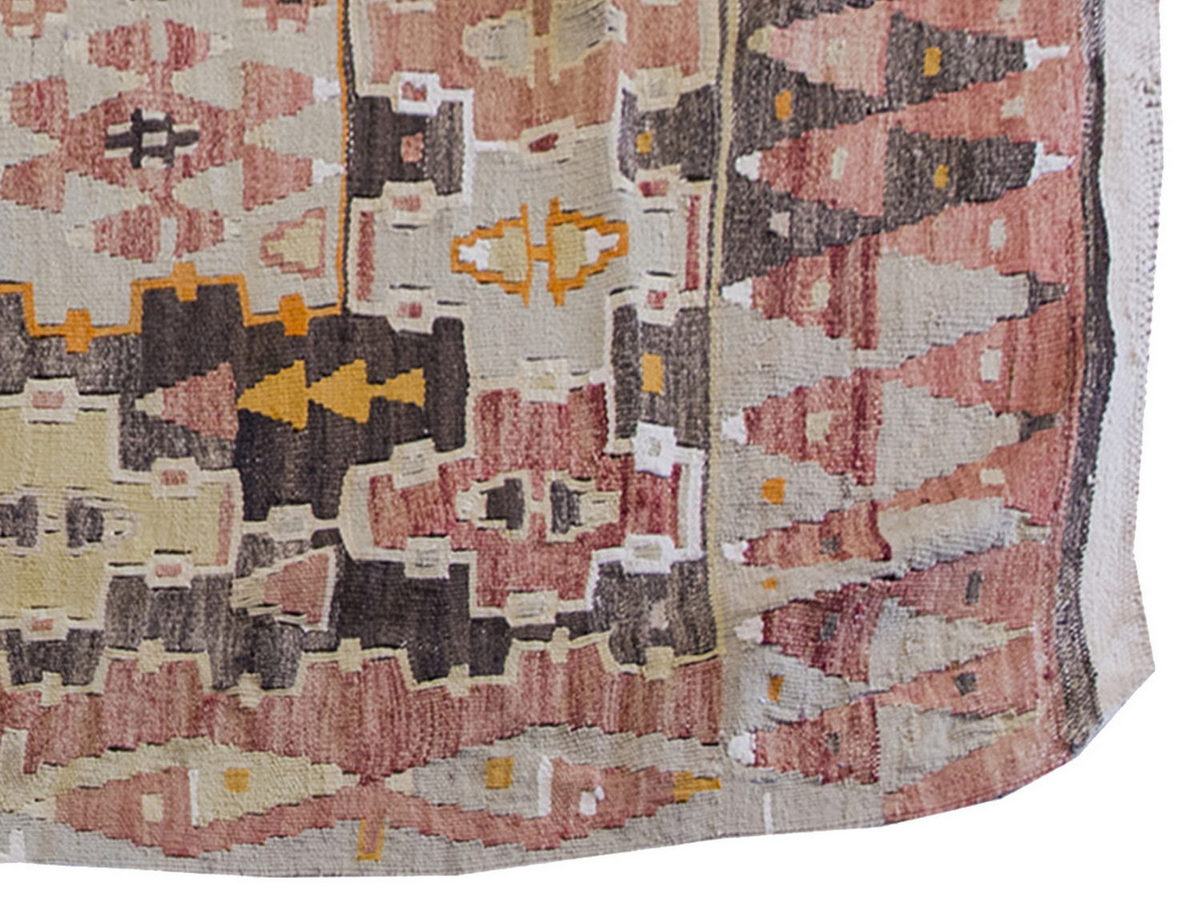 Vintage Kilim Rug,Denizli Eşme Kilim 3'9" x 5" feet 114 x 151 cm