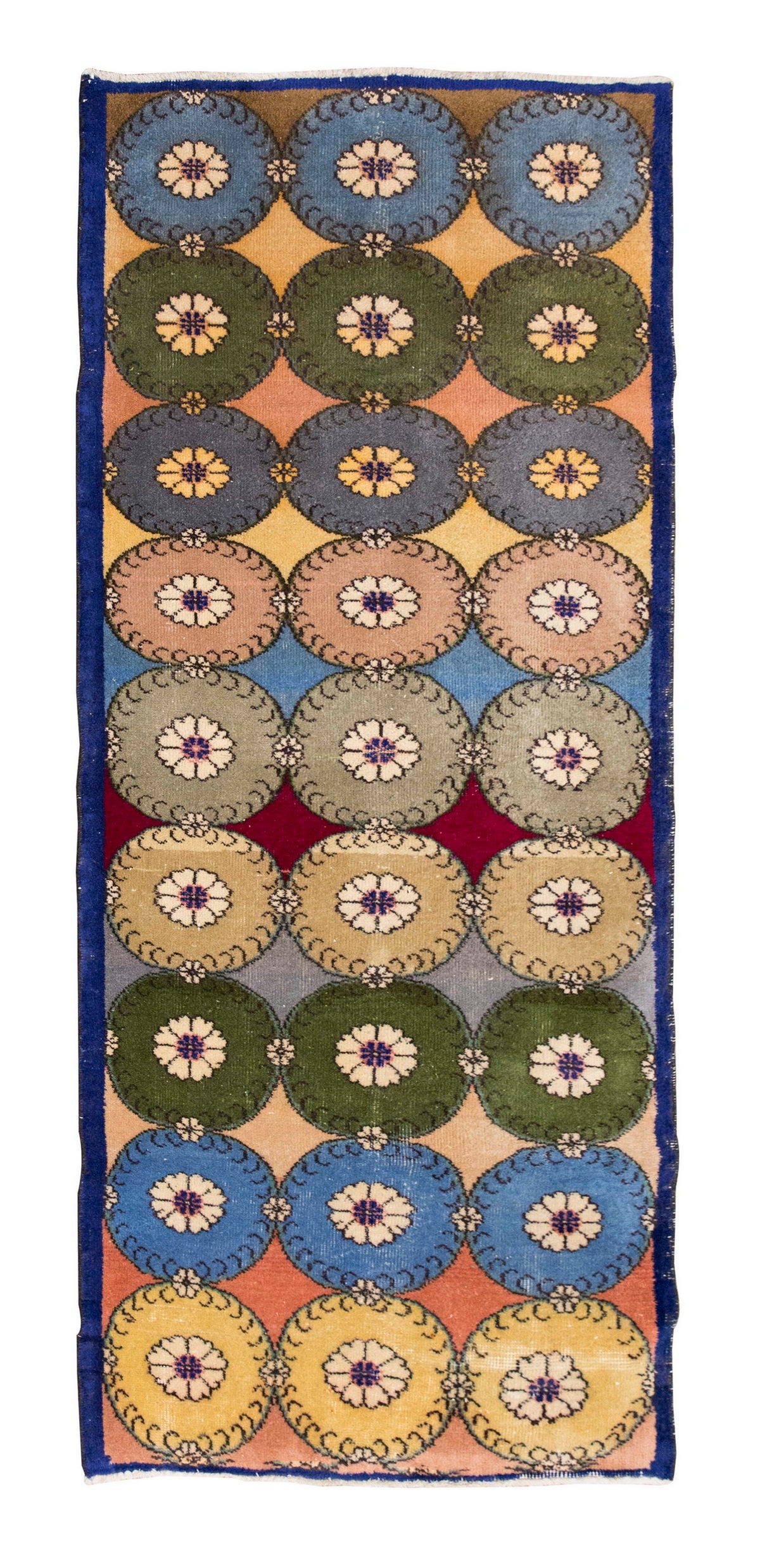 Vintage Rug, Small Oushak Rug 3'3" x 7'1" feet 98 x 215 cm