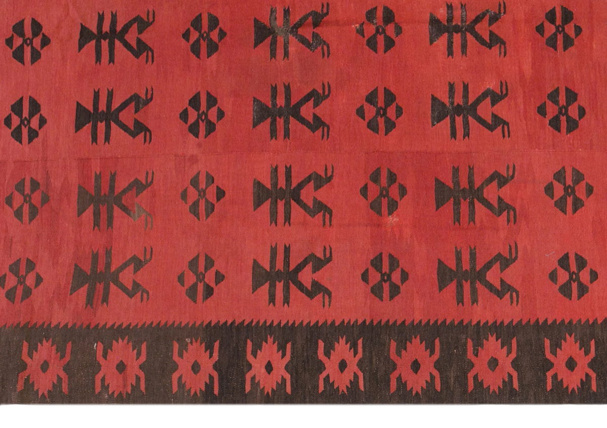 Geometric tribal kilim, 7x10 ft kilim, 202x300 cm kilim