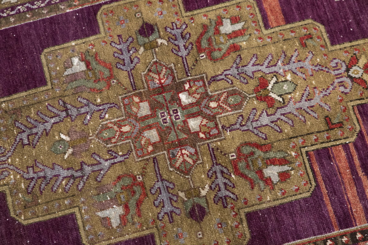 Handmade Vintage Turkish Oushak Rug 113x227 cm (3.7x7.5 ft)