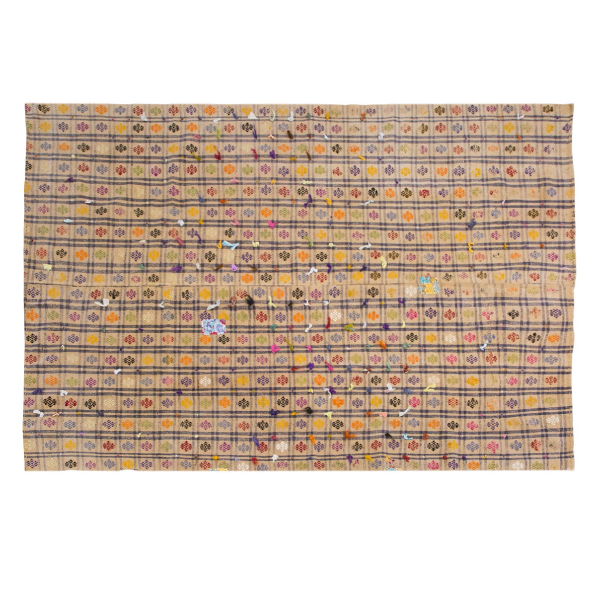 Large Vintage Striped Kilim Rug – 213 x 305 cm | 7' x 10'