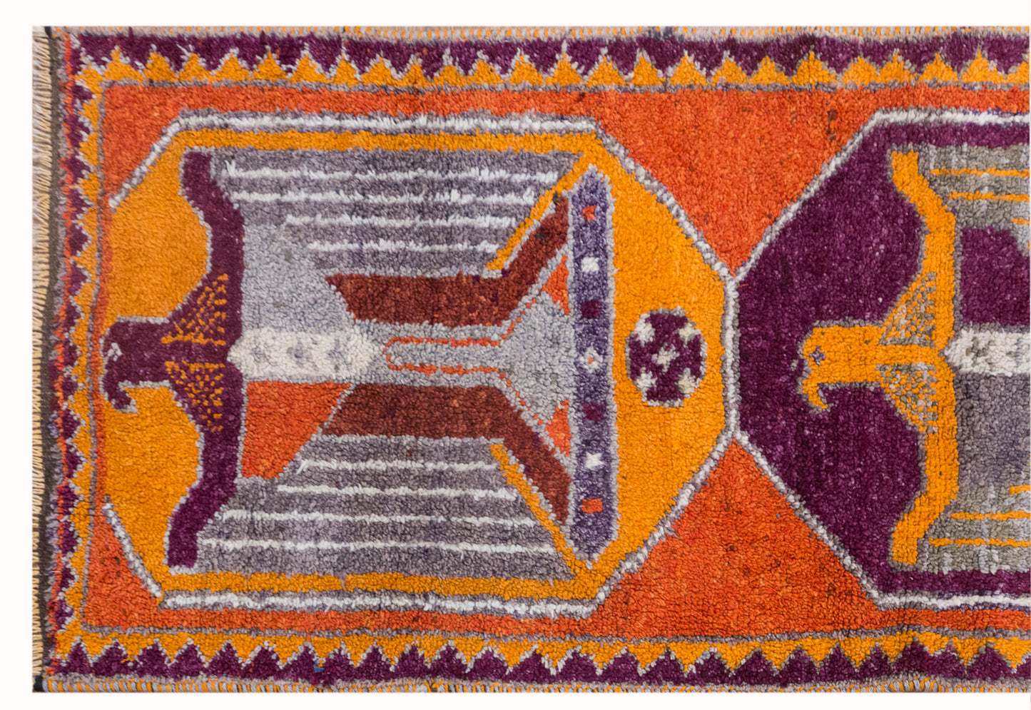 Long Vintage Oushak Runner Rug 106 x 345 cm | 3'6" x 11'4" ft