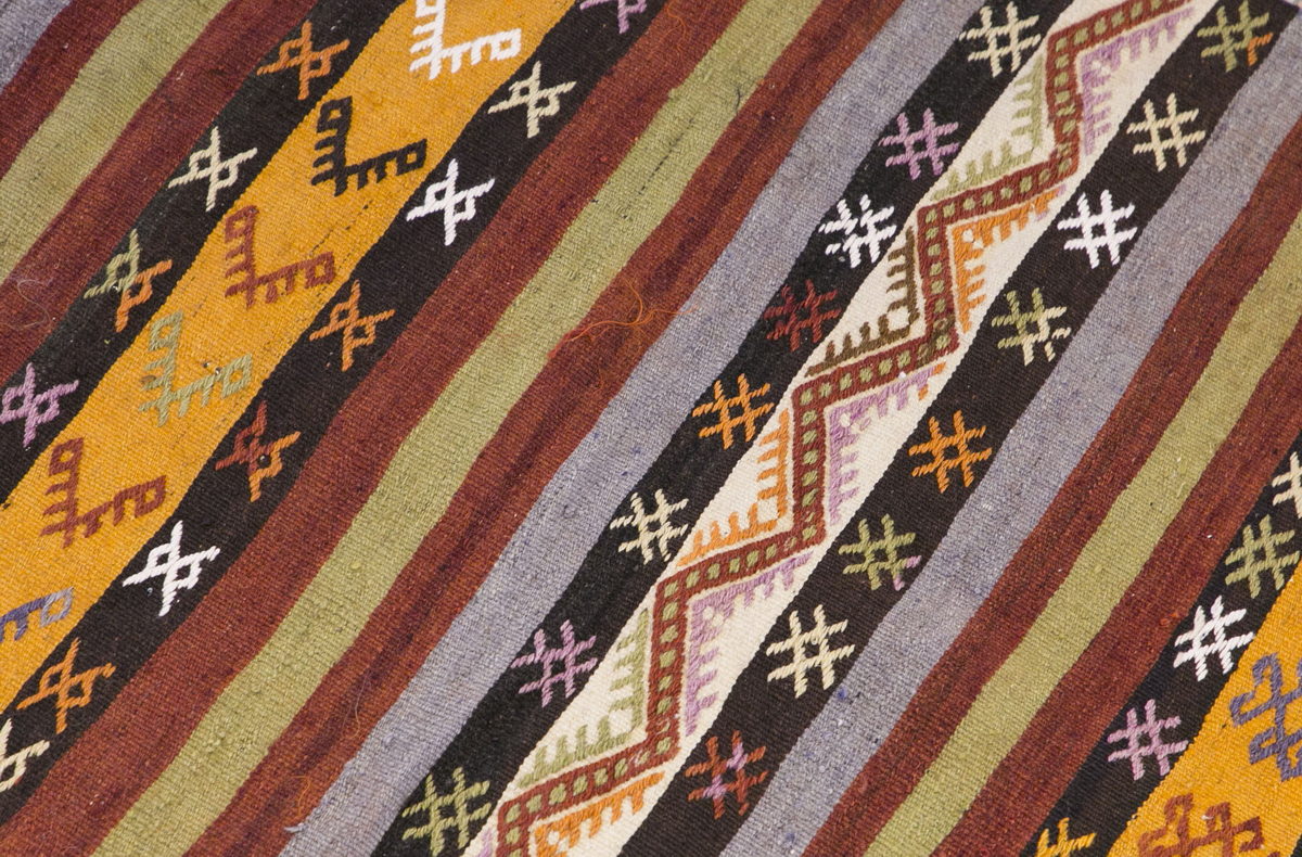 Multicolor Konya Striped Hallway Rug, 3.1 x 12.8 ft, 94 x 387 cm