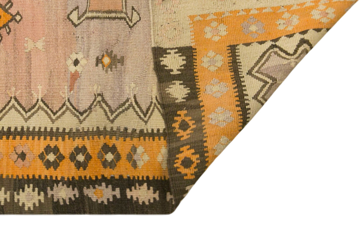 Vintage Kars Kilim Rug, 4.9 x 11.3 ft, 150 x 345 cm, Handwoven Turkish Wool Kilim
