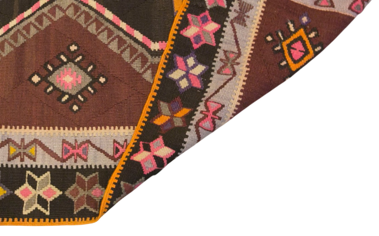 Vintage Kars Kilim Rug, 5.1 x 11.0 ft, 155 x 336 cm, Handwoven Turkish Wool Kilim