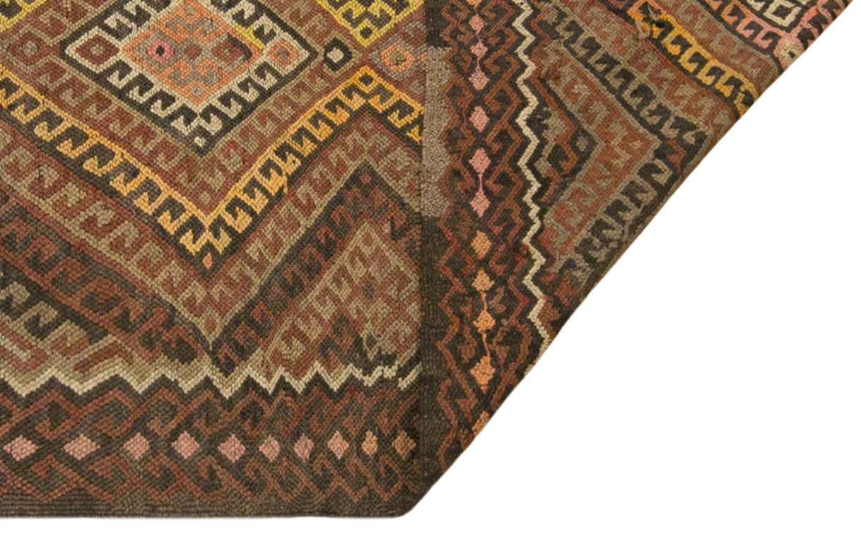 Vintage Kars Kilim Rug, 5.1 x 11.5 ft, 155 x 350 cm, Handwoven Turkish Wool Kilim