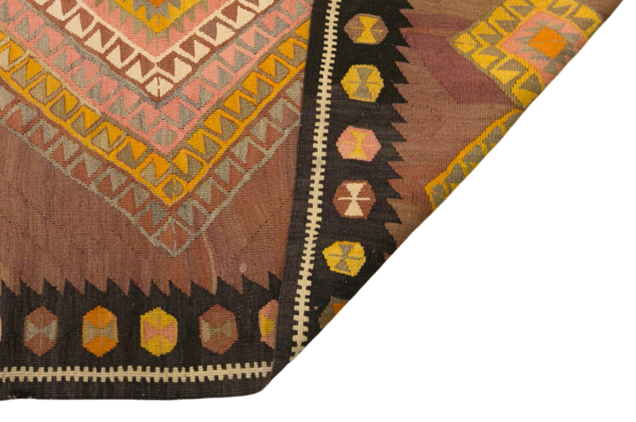 Vintage Kars Kilim Rug, 5.1 x 13.9 ft, 155 x 425 cm, Handwoven Turkish Wool Kilim