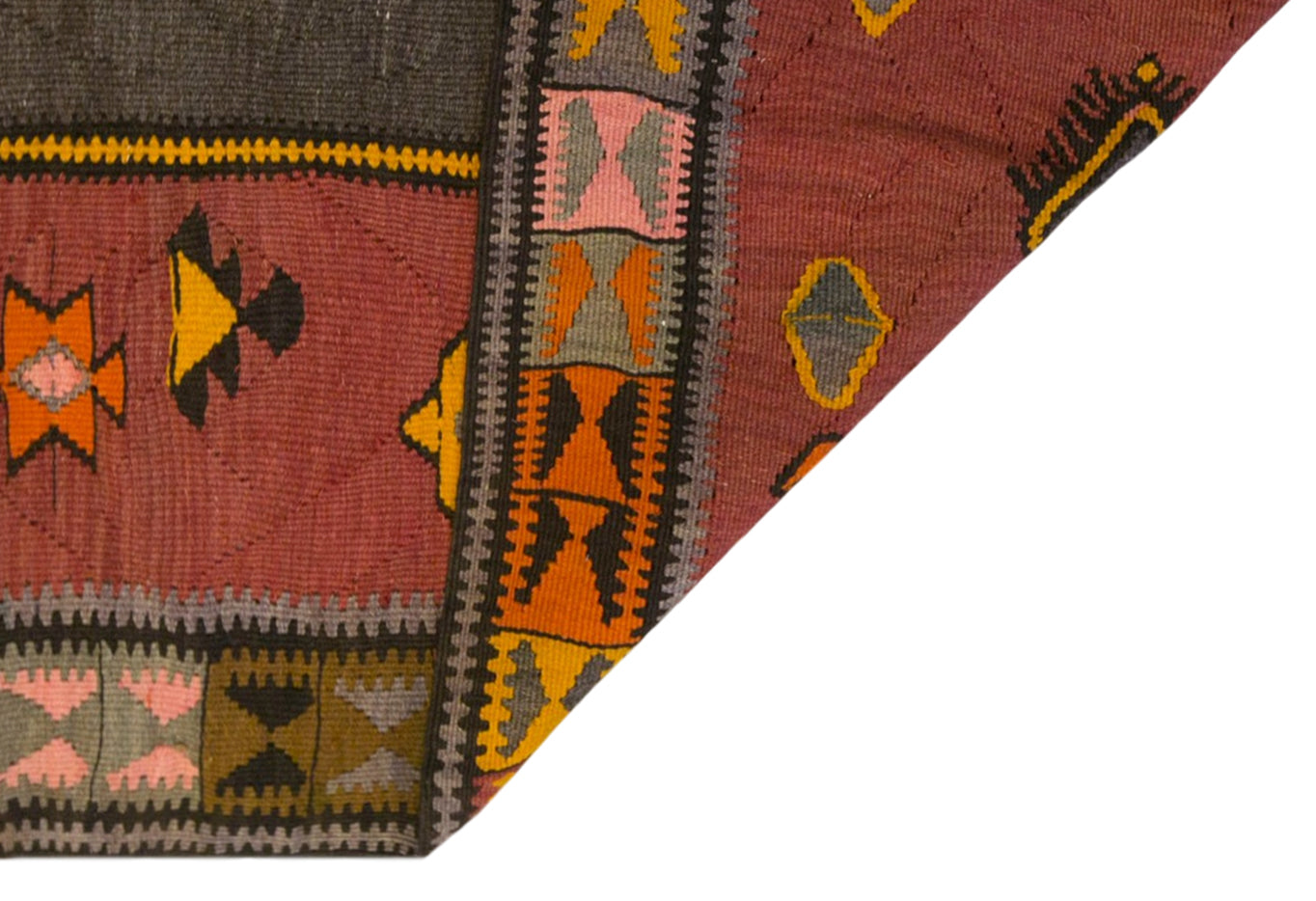 Vintage Kars Kilim Rug, 5.1 x 13.9 ft, 155 x 425 cm, Handwoven Turkish Wool Kilim