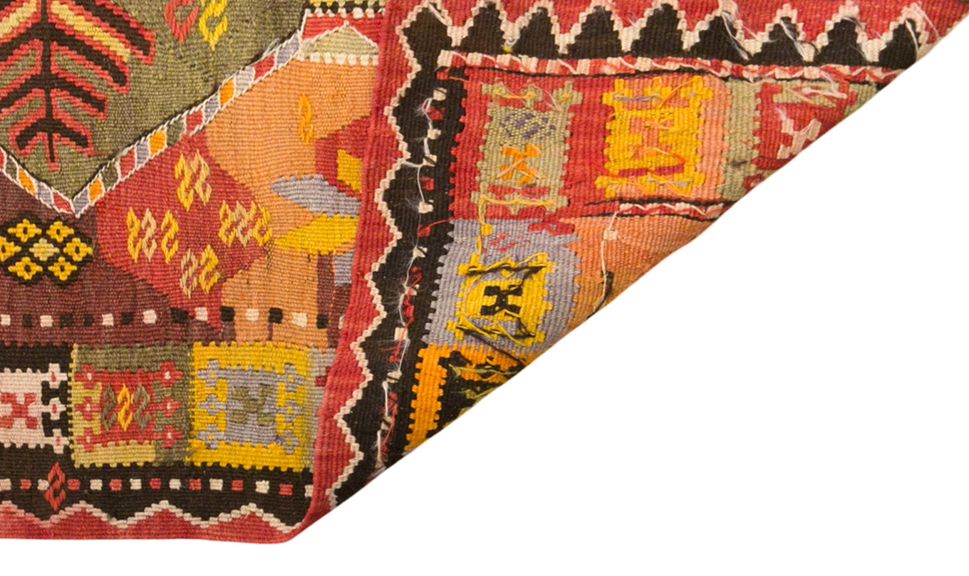 Vintage Kars Kilim Rug, 5.2 x 11.2 ft, 160 x 340 cm, Handwoven Turkish Wool Kilim