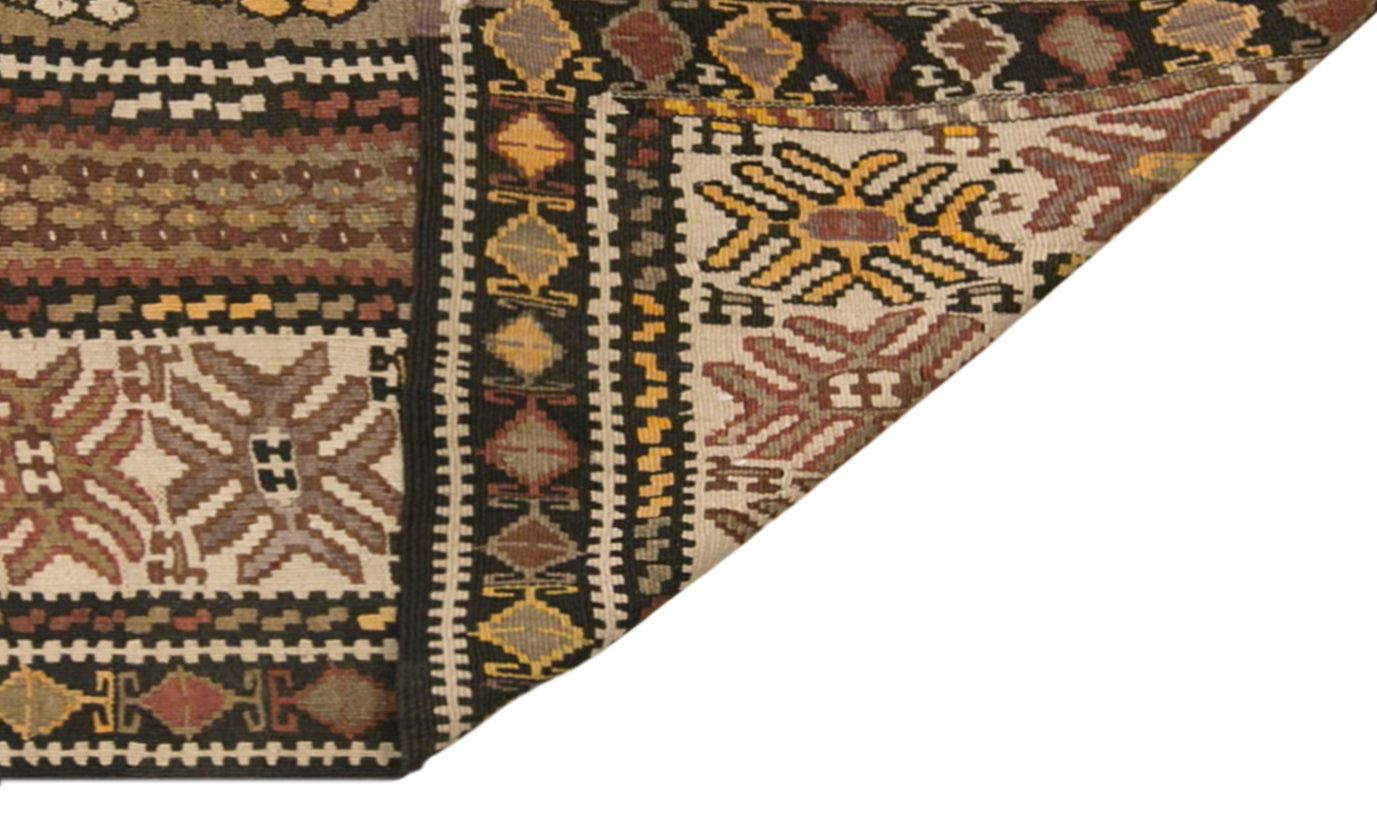 Vintage Kars Kilim Rug, 5.4 x 10.7 ft, 165 x 325 cm, Handwoven Turkish Wool Kilim