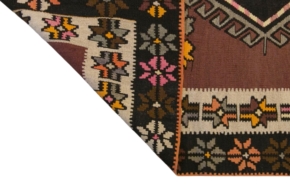 Vintage Kars Kilim Rug, 5.4 x 14.4 ft, 165 x 440 cm, Handwoven Turkish Wool Kilim