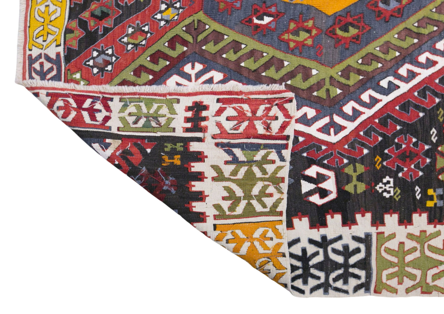 Vintage Konya Taşpınar Kilim Rug, 5.9x13 ft, 180x395 cm, Handwoven Turkish Wool Kilim