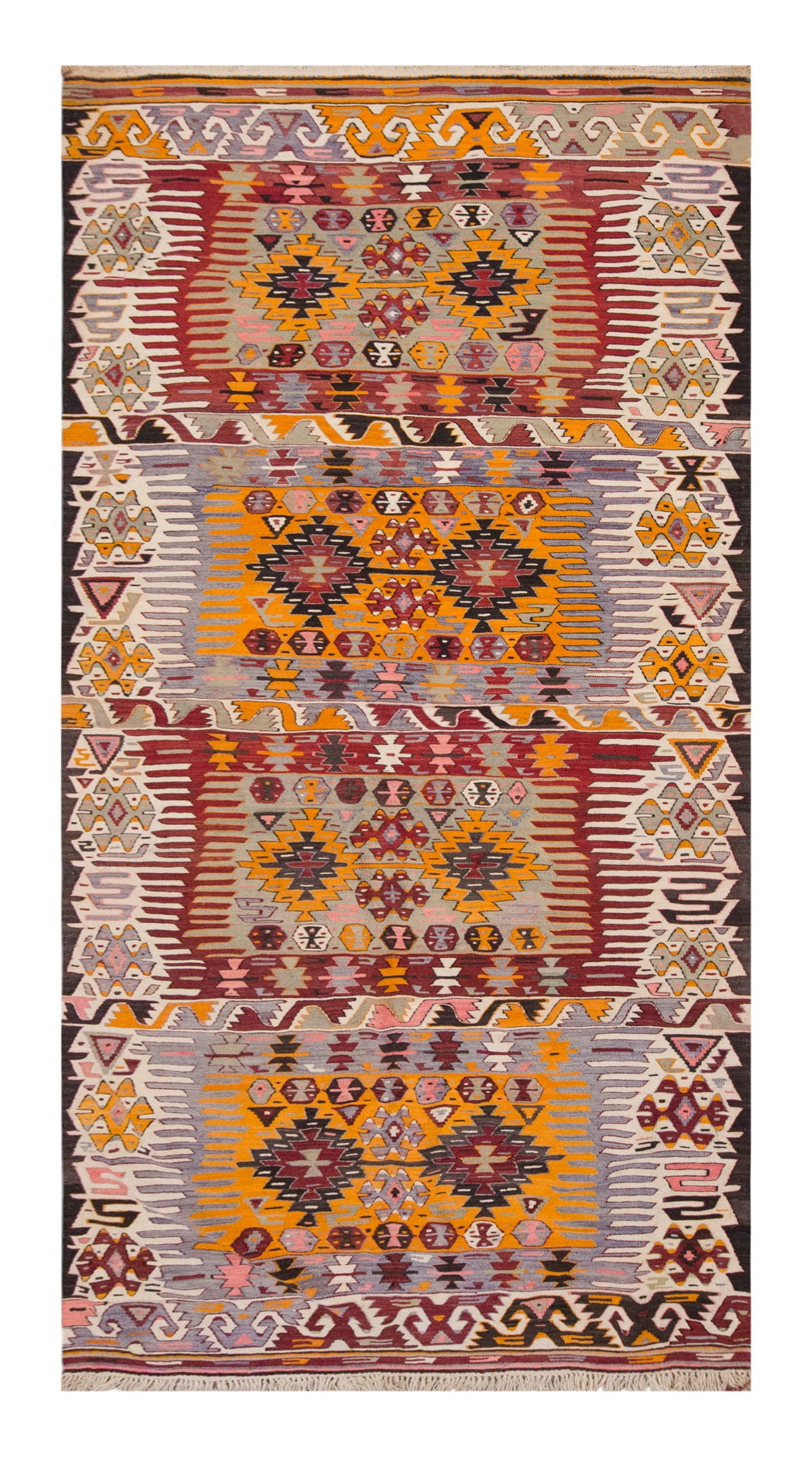 Vintage Large Aydın Kilim, 185 x 400 cm / 6 x 13.1 ft Kilim