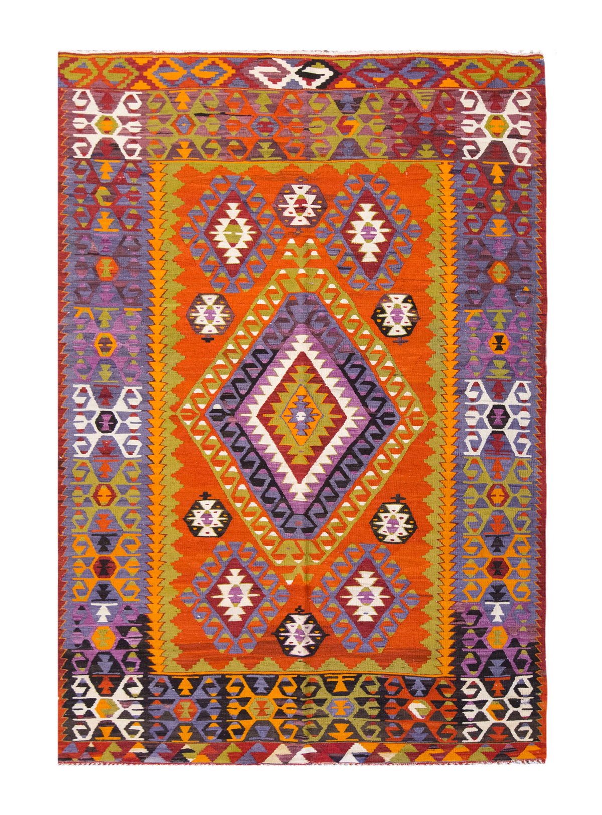 Vintage Large Denizli Çal Kilim, 178 x 300 cm / 6 x 10 ft Kilim
