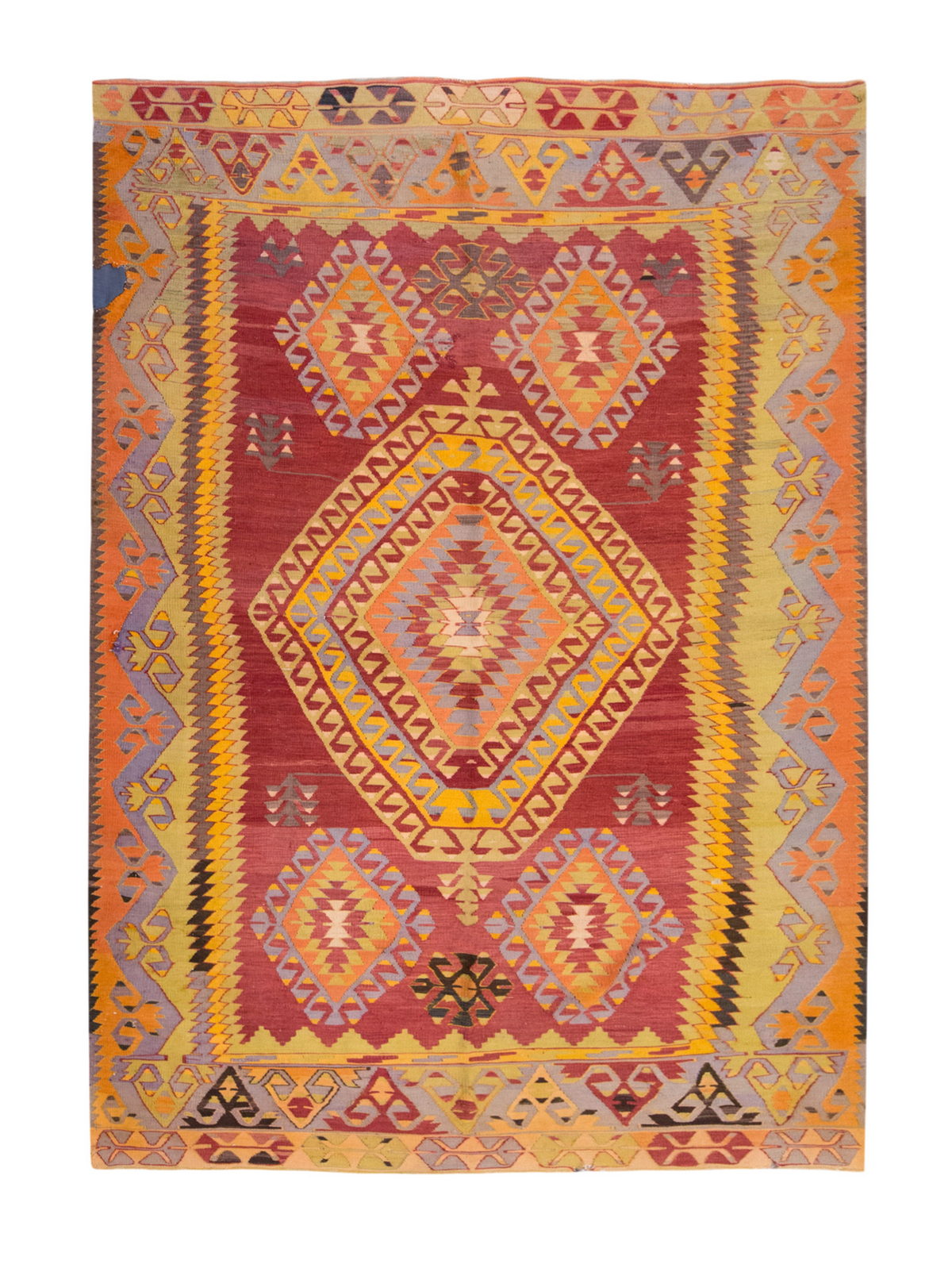 Vintage Large Denizli Çal Kilim, 179 x 289 cm / 6 x 9.6 ft Kilim