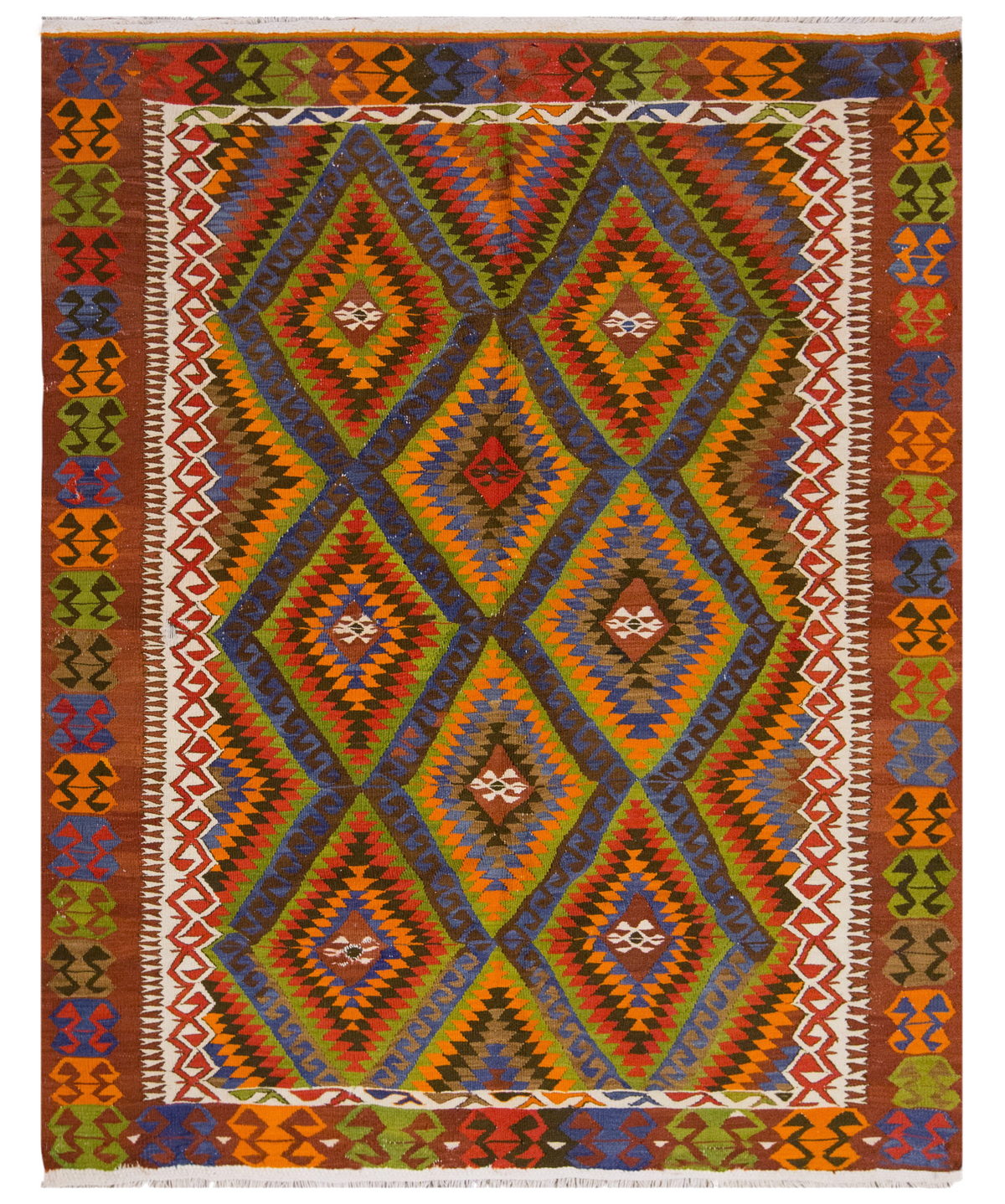 Vintage Large Fethiye Kilim, 190 x 235 cm / 6.3 x 7.9 ft Kilim