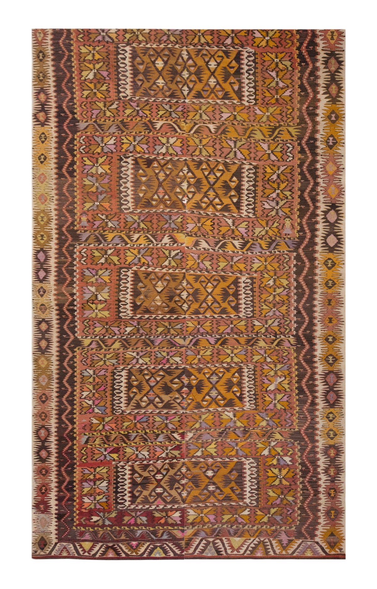 Vintage Large Kayseri-Sarız Kilim, 187 x 391 cm / 6.2 x 13 ft Kilim