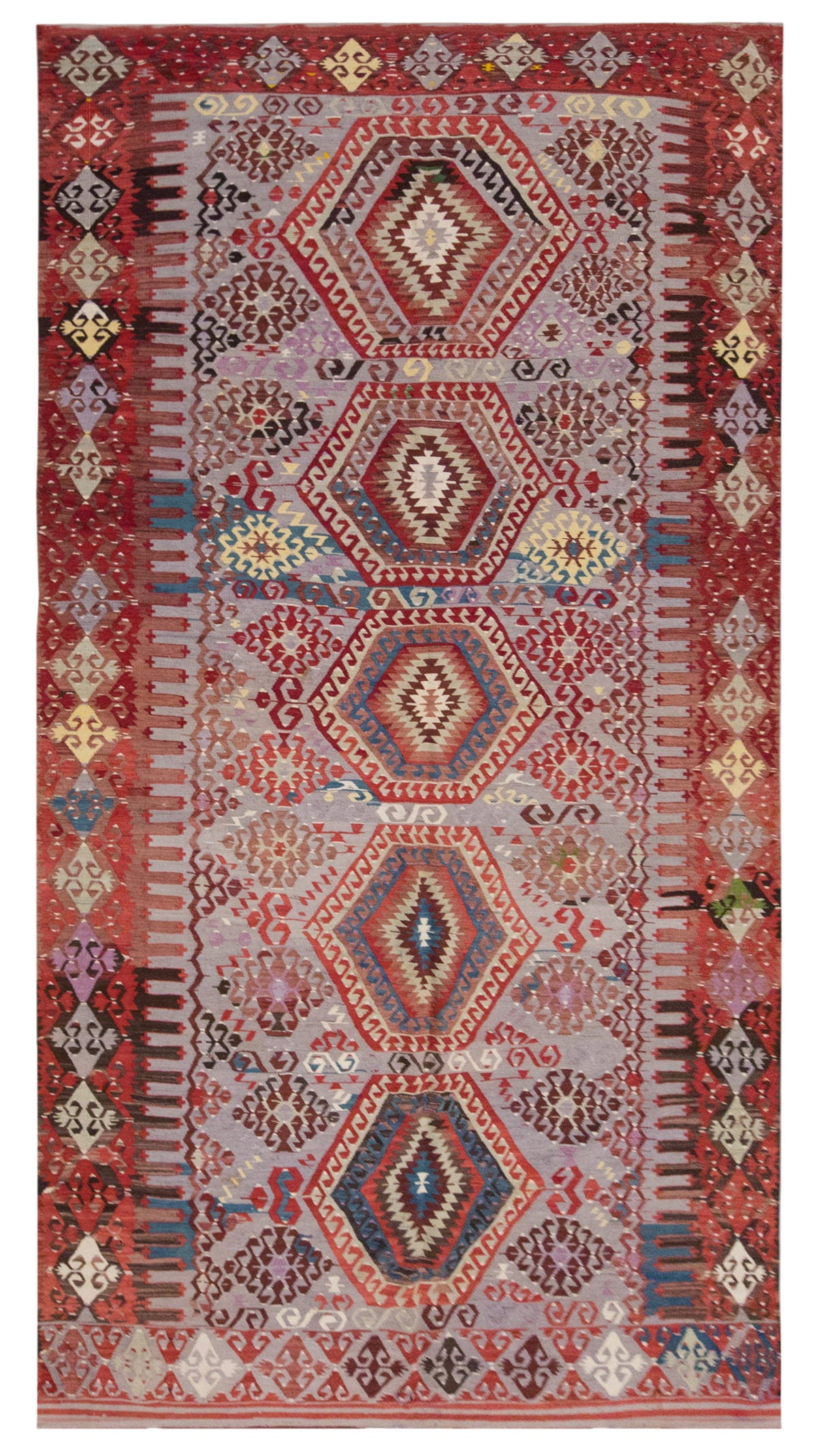 Vintage Large Uşak Eşme Kilim, 186 x 350 cm / 6.1 x 11.6 ft Kilim