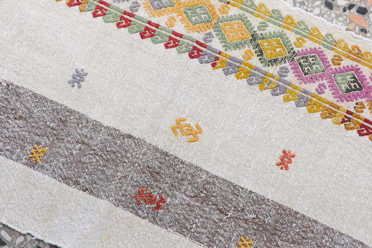 Vintage Striped Turkish Kilim Runner Rug 68x222 cm, 2'3 x 7'3 ft