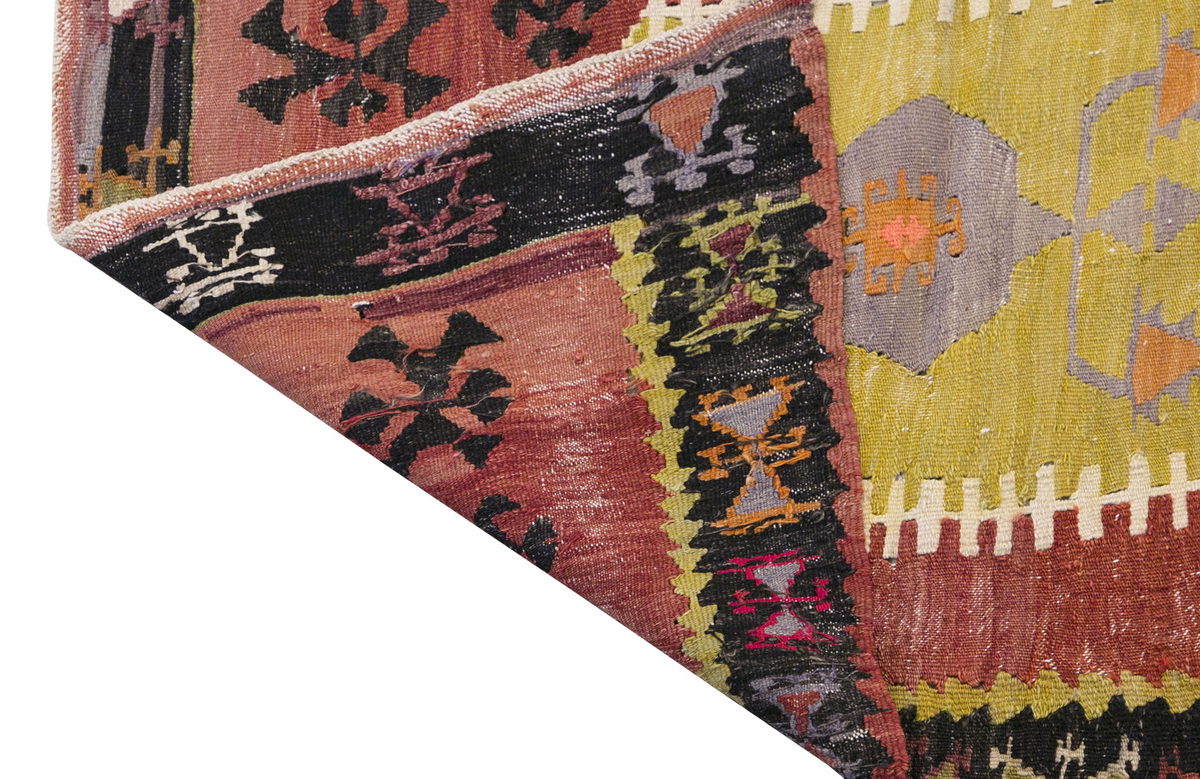 Vintage Turkish Kilim, 2.11 x 4.1 ft Rug, 90 x 125 cm