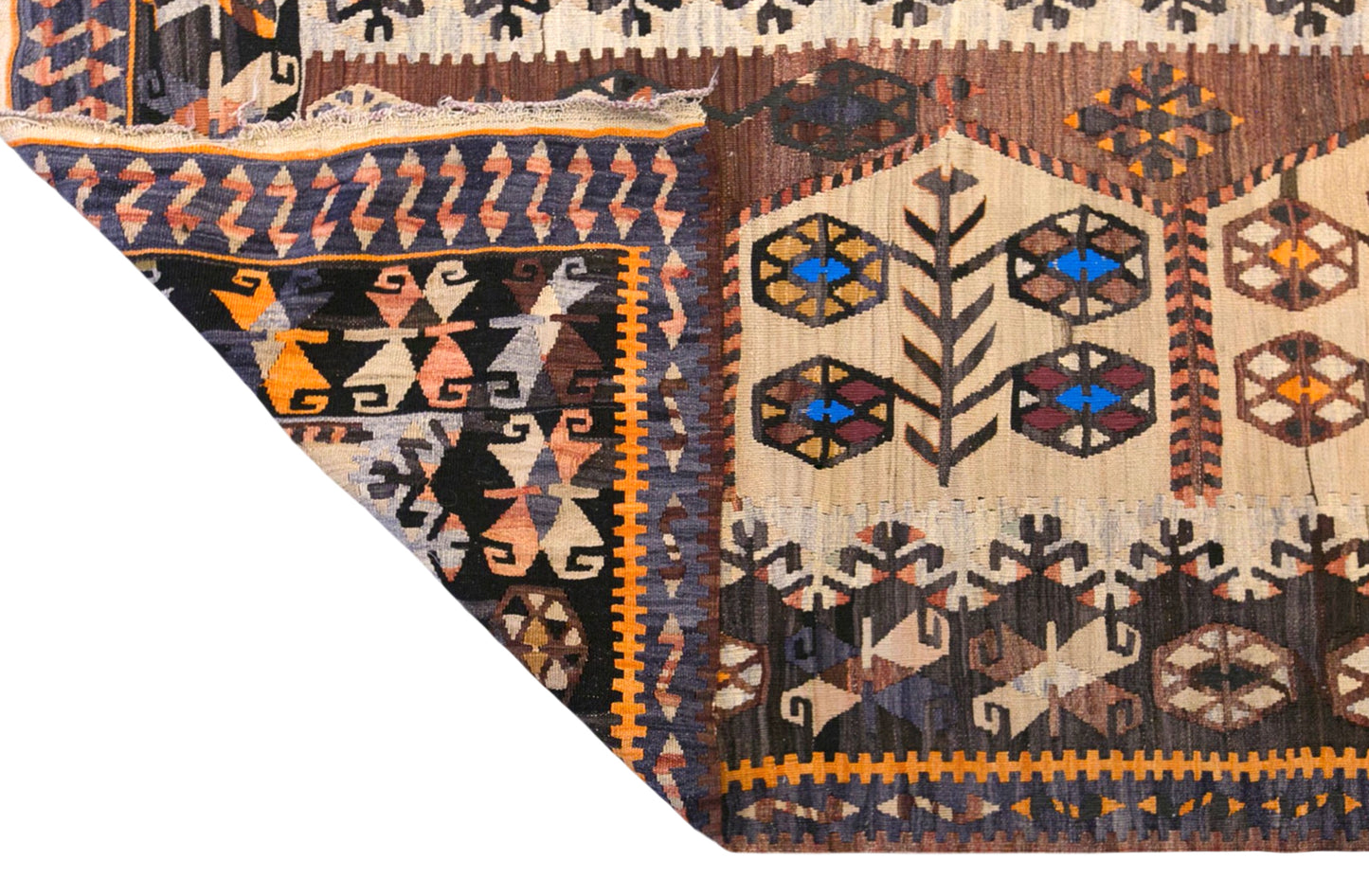 Vintage Turkish Kilim Runner Rug, 3.4 x 9.7 ft, 105 x 295 cm, Handwoven Wool Kilim