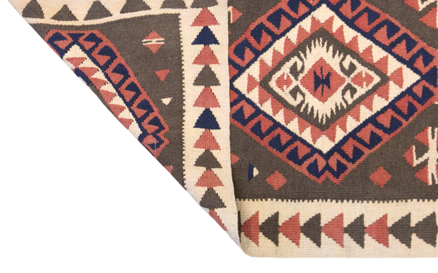 Vintage Turkish Kilim Rug, 3.6 x 7.5 ft, 111 x 230 cm, Handwoven Wool Kilim