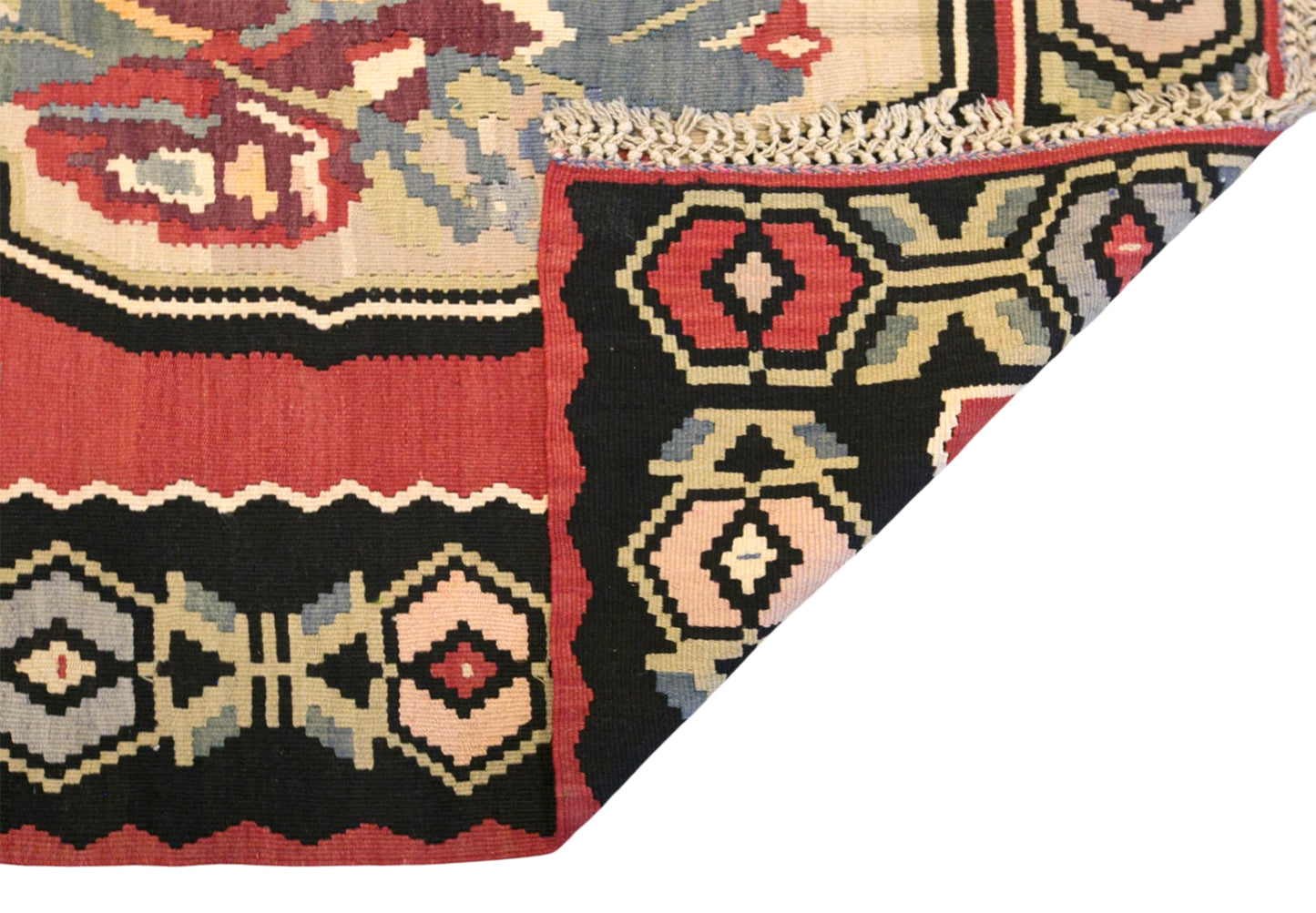 Vintage Turkish Kilim Rug, 4.3 x 7.2 ft, 130 x 220 cm, Handwoven Wool Kilim