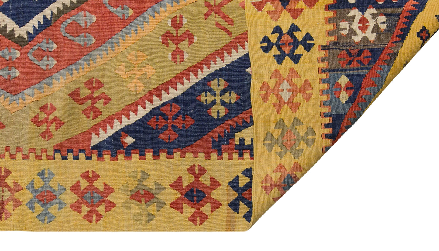 Vintage Turkish Kilim Rug, 5.1 x 13.9 ft, 155 x 425 cm, Handwoven Wool Kilim