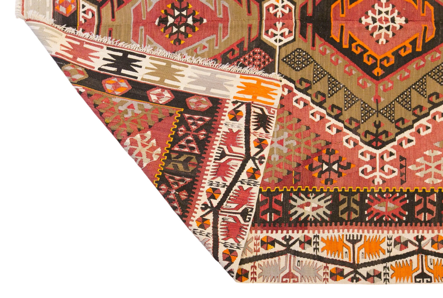 Vintage Turkish Kilim Rug, 5.2 x 11.2 ft, 160 x 340 cm, Handwoven Wool Kilim