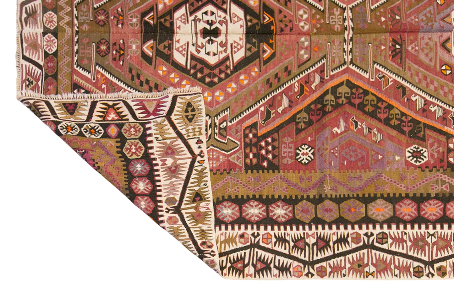 Vintage Turkish Kilim Rug, 5.5 x 12.1 ft, 168 x 370 cm, Handwoven Wool Kilim