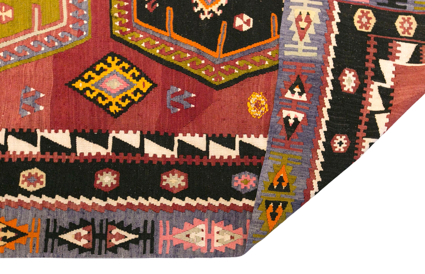 Vintage Turkish Kilim Rug, 6.1 x 12.6 ft, 186 x 385 cm, Handwoven Wool Kilim