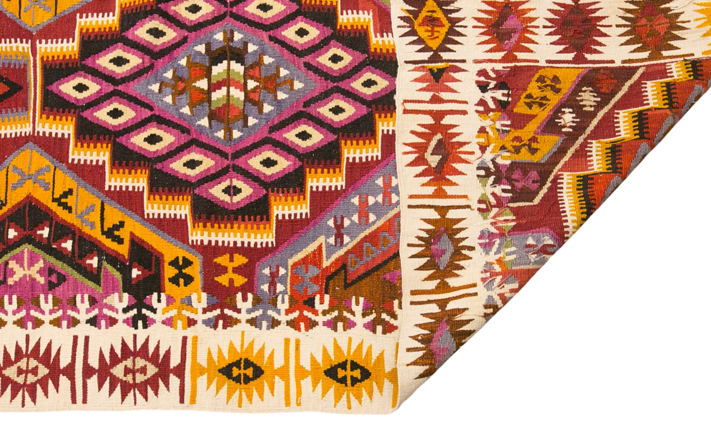 Vintage Turkish Kilim Rug, 6.5 x 14.8 ft, 198 x 450 cm, Handwoven Wool Kilim