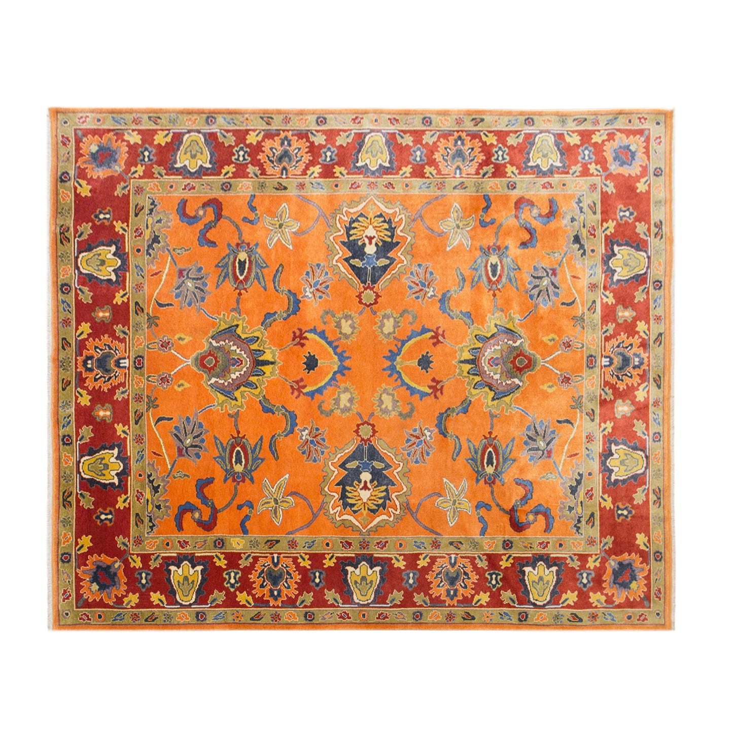 10 Year Old Handmade Wool Carpet, 10.2 x 12.1 ft (310 x 370 cm)