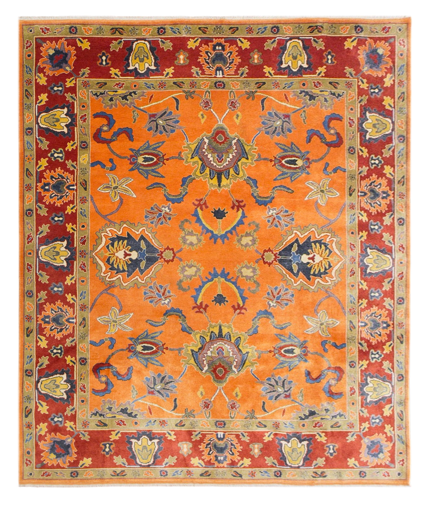 10 Year Old Handmade Wool Carpet, 10.2 x 12.1 ft (310 x 370 cm)