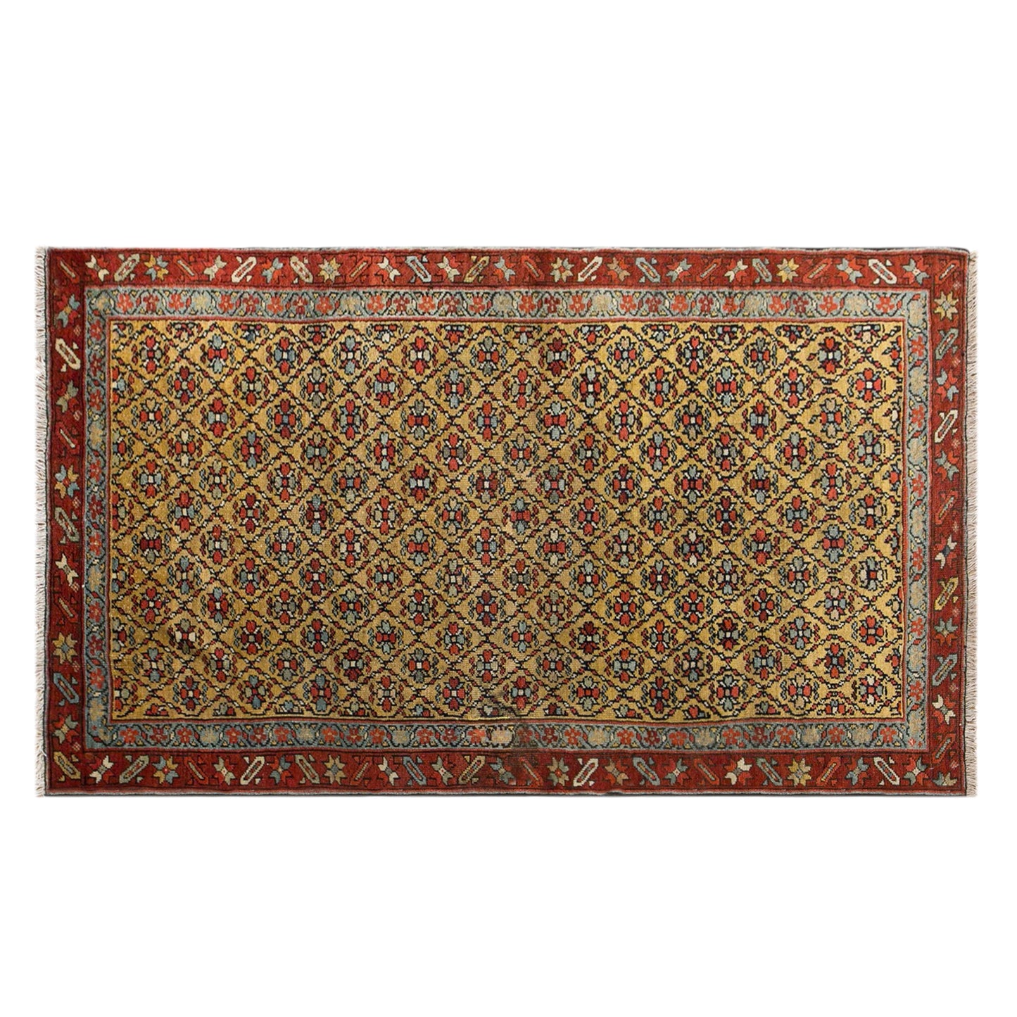 100+ Year Old Antique Rug, 3.3 x 5.7 ft (102 x 175 cm)