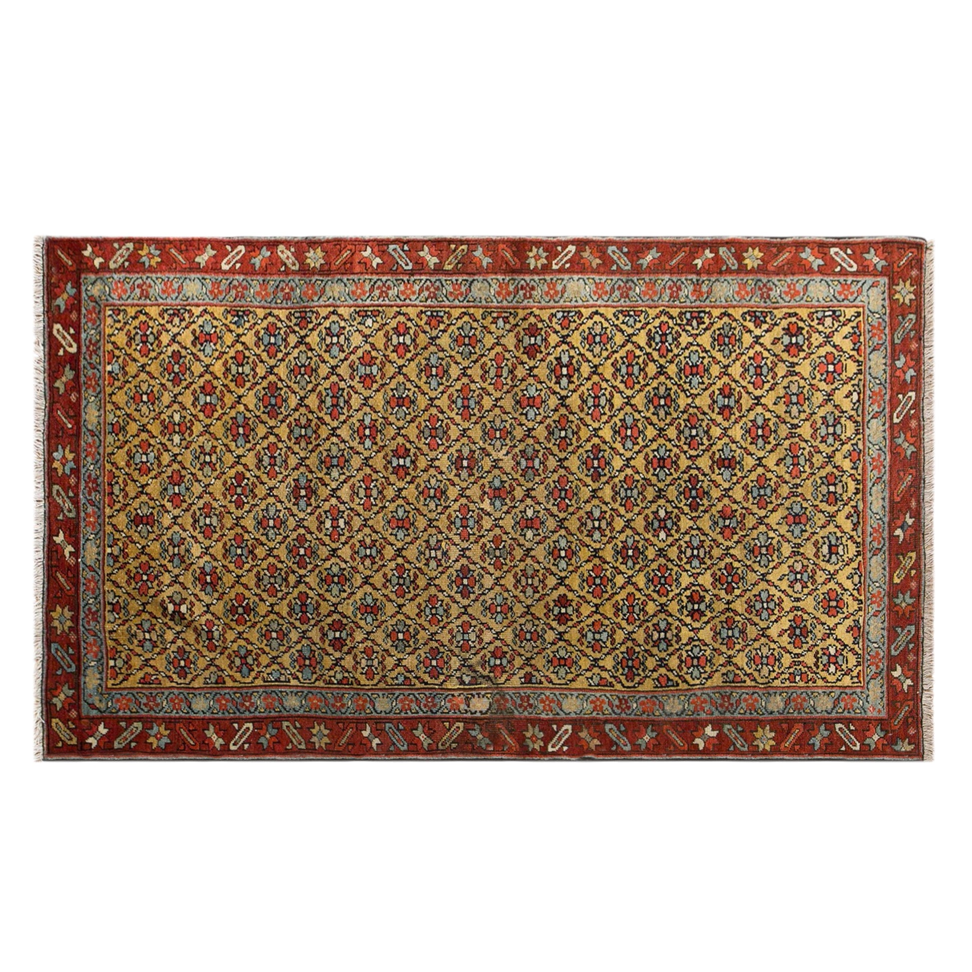 100+ Year Old Antique Rug, 3.3 x 5.7 ft (102 x 175 cm)