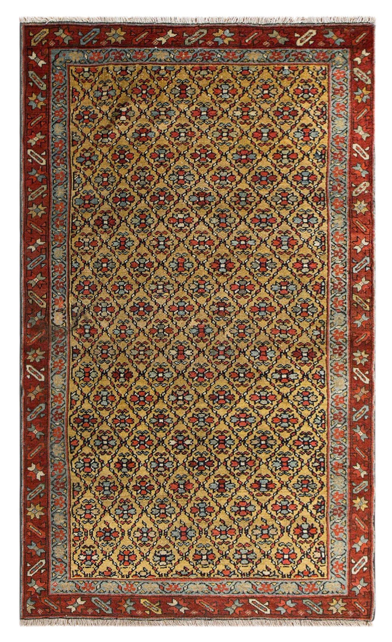 100+ Year Old Antique Rug, 3.3 x 5.7 ft (102 x 175 cm)
