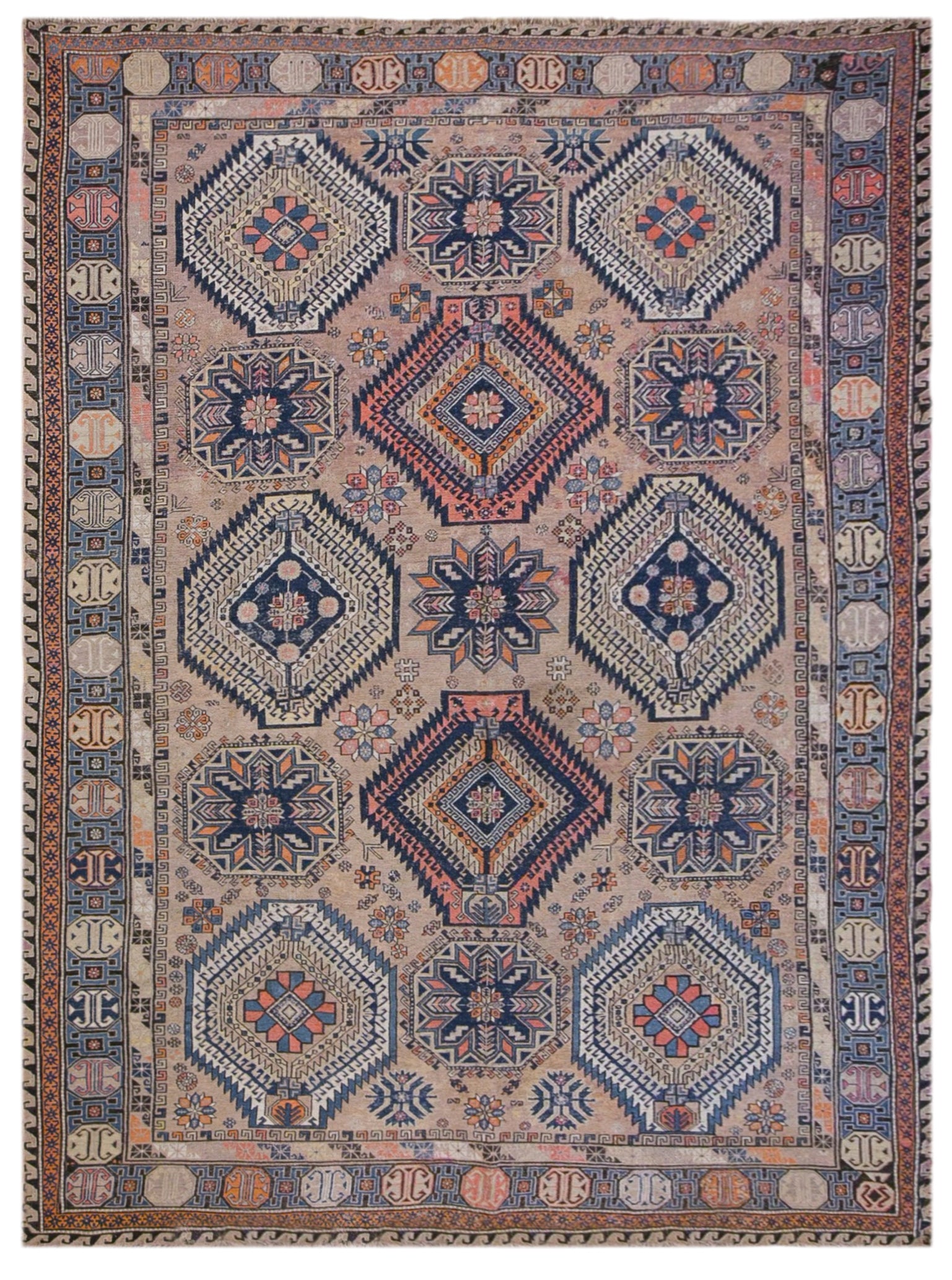 100+ Year Old Caucasian Soumak Rug,  225 x 315 cm | 7.4 x 10.4 ft