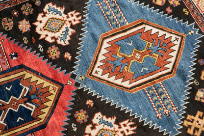 100+ Years Old Handmade Caucasian Rug, 4'0" x 6'5" (123x195 cm)