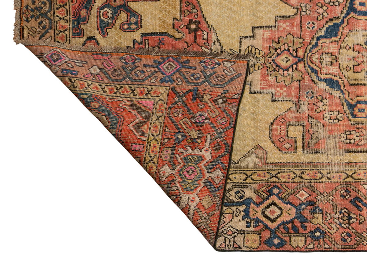 100-Year-Old Antique Oushak Runner Rug, 3'7" x 16'3" (110 x 495 cm)